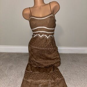 Fashion Nova Brown and White Knit Dress